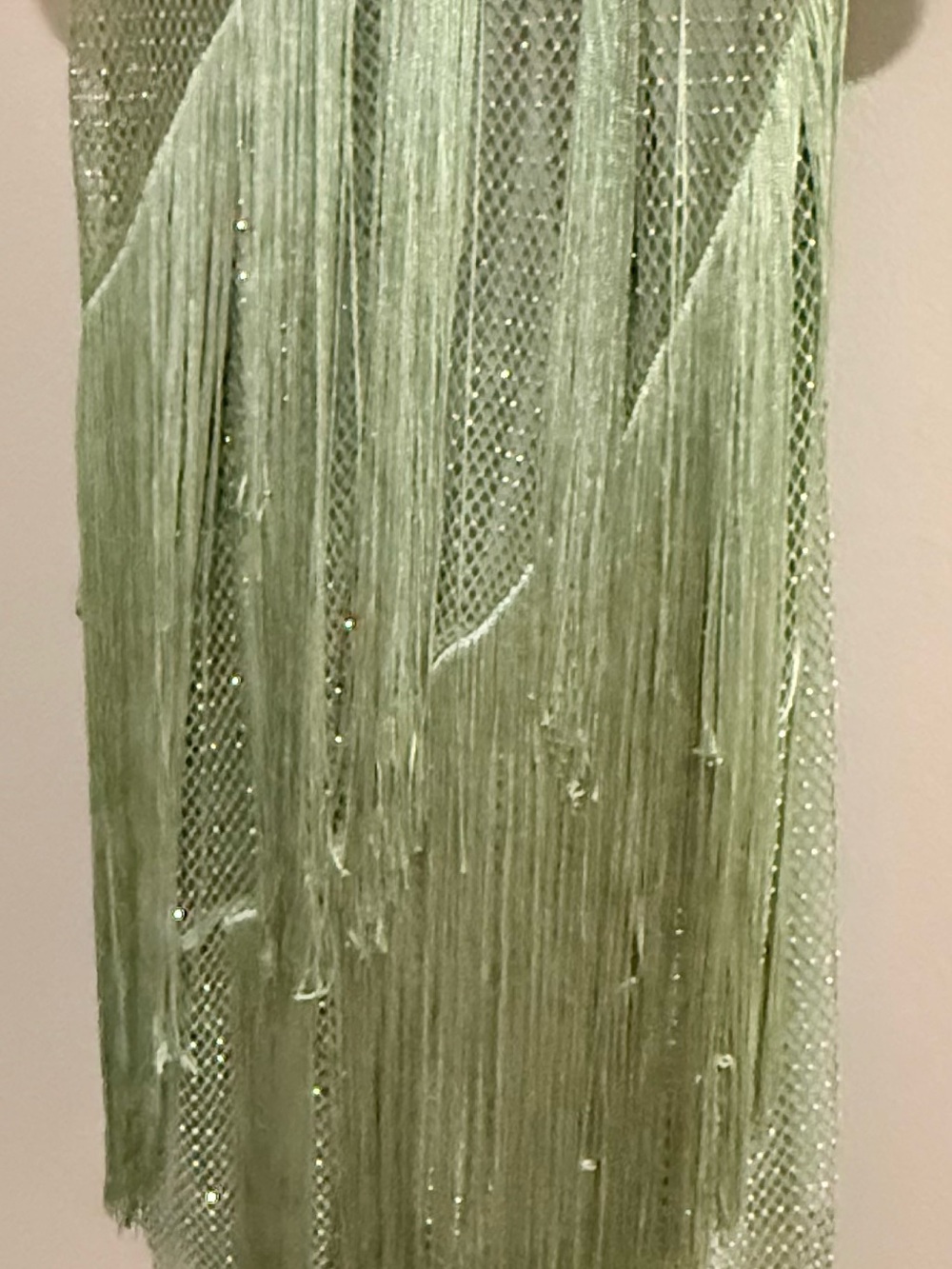 ASOS Fishnet Hotfix Embelished Green Fringe Cowl-Neck Maxi Dress - Picture 15 of 15